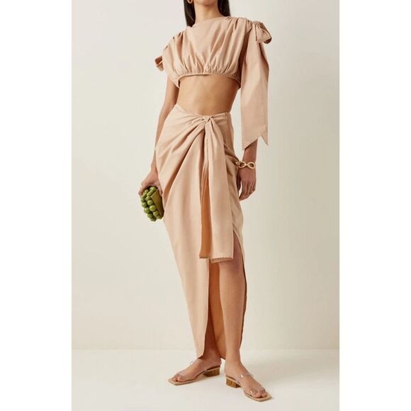 NWT Andrea lyamah Women's Halima Cropped Top in Nude Size Medium MSRP 195 - Picture 4 of 5